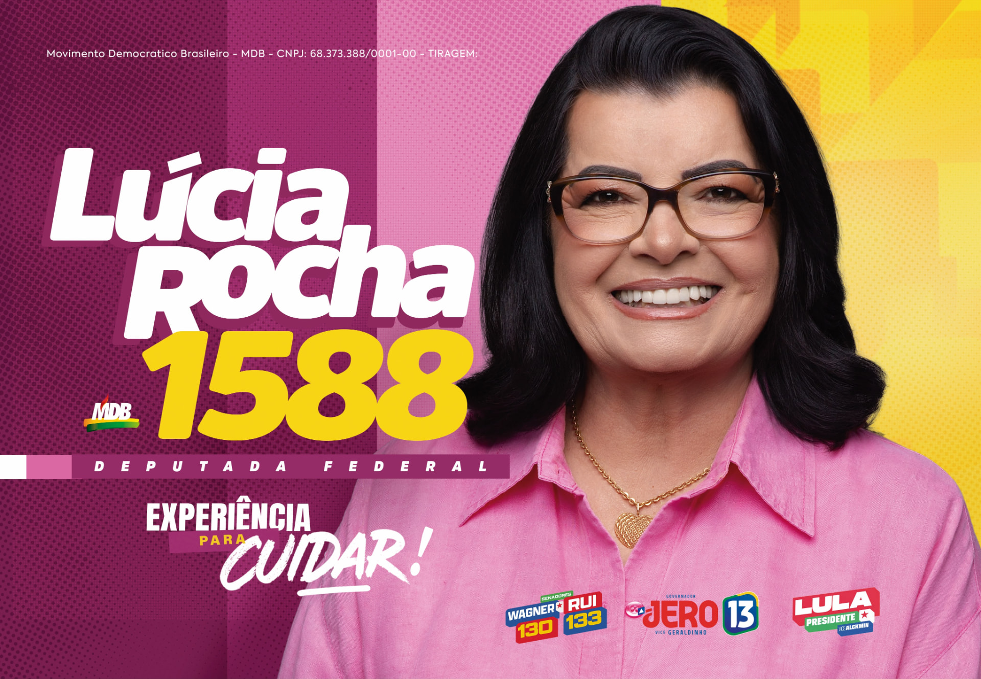 Lúcia Rocha, candidata a Deputada Federal pelo MDB, número 1588